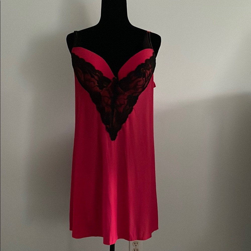 Rhonda Shear Red and Black Lace Chemise Intimates